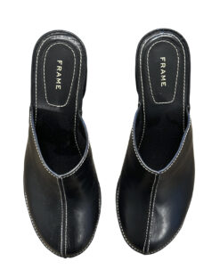 Alternative view of FRAME Elio Black Leather Clogs Platform Heels Mules Size 38