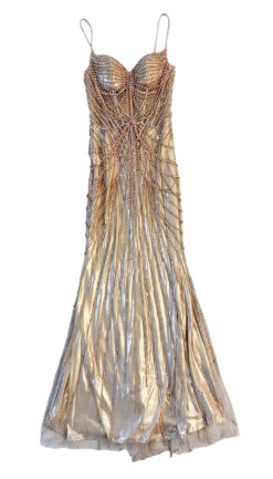 Alternative view of Ladivine CD764 Pearlized Long Beaded Corset Bodice Prom Gown Evening Dress