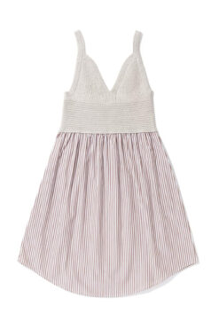 Alternative view of Kule NWT The Esmee Crochet Beige Striped V-Neck Mini Dress Size XS NEW