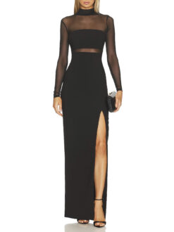 Likely Black Andie Semi Sheer Turtleneck Gown Maxi Dress Size 4 $398
