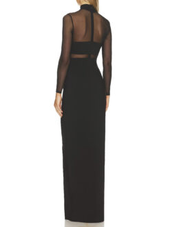 Alternative view of Likely Black Andie Semi Sheer Turtleneck Gown Maxi Dress Size 4 $398