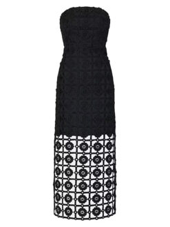 Alternative view of MILLY Kait Black Lace Strapless Midi Dress Size 4 Women's