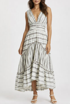 Alternative view of MISA Los Angeles Sandrine Striped Cotton V-Neck Maxi Dress Size XS