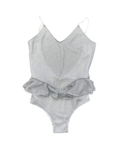 Alternative view of OSEREE Women's Lumiere Silver Lurex Swimsuit Spaghetti One Piece Medium Italy