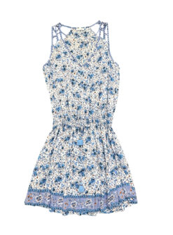 Alternative view of Poupette St Barth Blue Floral V-Neck Flutter Strappy Boho Mini Dress Size Small