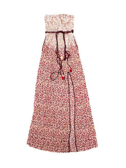 Alternative view of Poupette St Barth Mara Strapless Maxi Dress Pink/Red Mosaic Print Size Small
