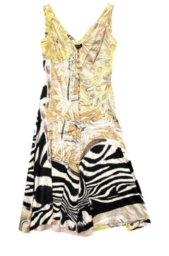 Alternative view of Roberto Cavalli Rare Vintage 2003 Zebra Floral Silk Signed Midi Dress Size Small
