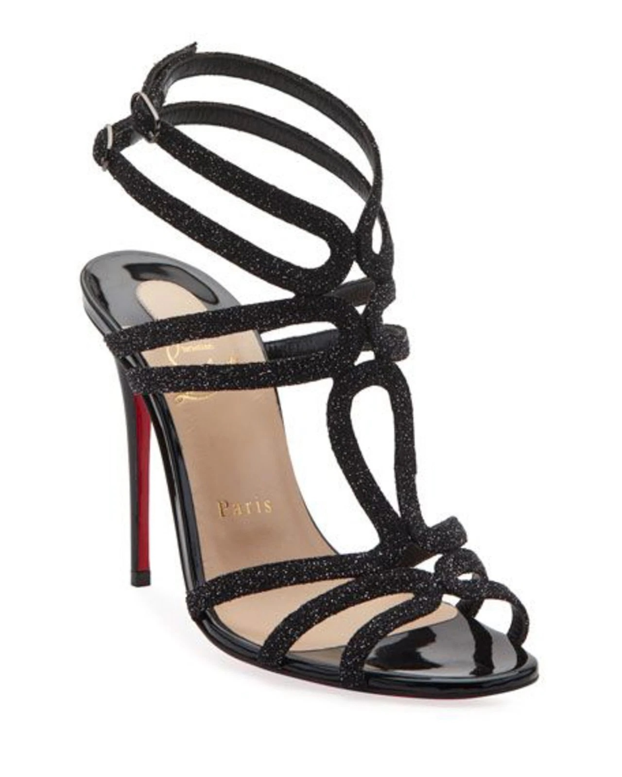 Christian Louboutin NIB Renee 100 Glitter Caged Ankle Strap Heels Sandals 39.5 - Image 3
