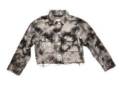 Alternative view of Six/Fifty Cropped Jacket Women's Gray Tie Dye Button Up Medium