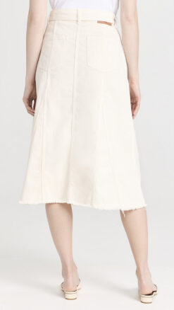 Alternative view of BA&SH NWT Tinna Ivory Flared Midi Skirt Size 34 NEW $265