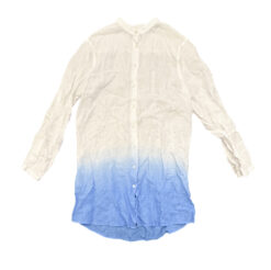 Alternative view of Vilebrequin White Blue Linen Long Sleeve Shirt Dress Size Medium