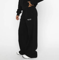 White Fox NWT Just For Now Black Fleece Wide Leg Lounge Sweatpants Small
