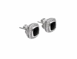 Alternative view of David Yurman Albion 7mm Black Onyx Diamond Stud Earrings Sterling Silver