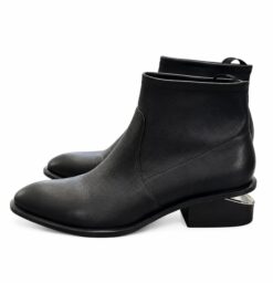 Alexander Wang Kori Stretch Black Leather Ankle Boots Cut Out Heel EU 39