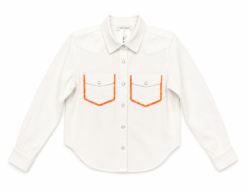 Alternative view of Kerri Rosenthal Pia White Western Denim Shacket Heart Elbow Patches NWT XS