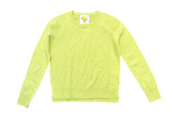 Alternative view of Kerri Rosenthal Patchwork Pullover Neon Yellow Crew Neck Sweater XS NWT