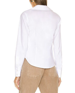Alternative view of Veronica Beard Unity White Stretch Cotton Long Sleeve Ruched Top Blouse Size 0