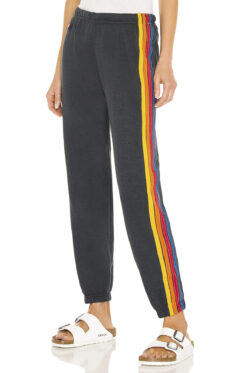 Aviator Nation Charcoal Rainbow 5 Stripe Joggers Sweatpants XS Women's
