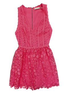 Alternative view of Alice + Olivia Iris Pink Floral Lace Sleeveless Fit & Flare Dress Women's 4