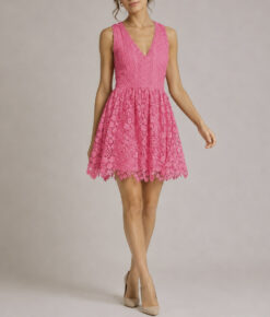 Alice + Olivia Iris Pink Floral Lace Sleeveless Fit & Flare Dress Women's 4