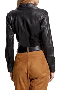 Alternative view of AS by DF La Nuit Black 100% Leather Button Up Blouse Shirt Jacket NWT XS