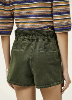 Alternative view of ba&sh Fabo Shorts Size 34 Green High Rise Paperbag Waist Utility Denim NWOT