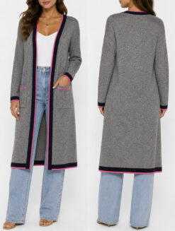 BRODIE CASHMERE NWT Uptown Charcoal Cashmere Knit Duster Cardigan Jacket XS $373