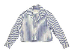 Alternative view of WEAR CISSA NWT Blue Striped Cotton The Shorty Button Shirt Top Blouse XS/S