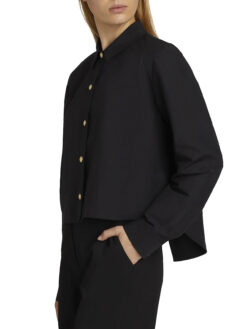 Alternative view of L'AGENCE Cosette Black Gold Crop High Low Button Front Shirt Blouse XXS NWT