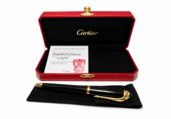 Cartier Roadster Black Gold Rollerball Pen New in Box w Papers Authentic