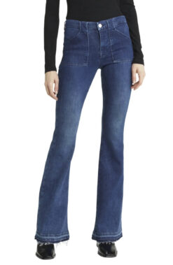 FRAME Trapunto St. Le High Flare Jeans Aurora High Rise Patch Pocket Size 25