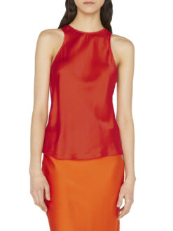 FRAME Silk Bias Racerback Tank Top Red Orange Sleeveless NWT XS Washable Silk