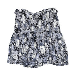 Alternative view of GANNI Elm Shirred Floral Georgette Mini Skirt Blue Smocked EU 34 US 2