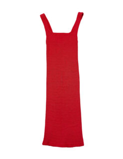 Alternative view of Hunza G Red Square Neck Crinkle Ruched Sleeveless Tank Dress One Size