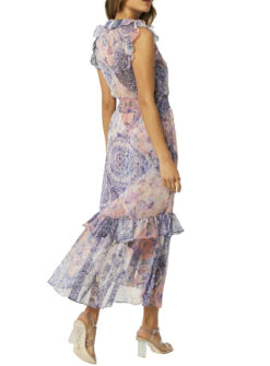 Alternative view of MISA Los Angeles Kidada V-Neck Smocked Maxi Dress in Namaskar Patchwork Small