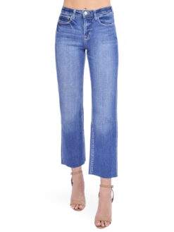 L'AGENCE Wanda High Rise Crop Jeans Size 24 Dawson Blue Wide Leg Denim