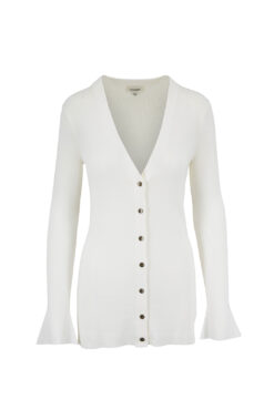 Alternative view of L'AGENCE Lucas Long Cardigan Top Ivory Rib Knit Button Front XS Sweater