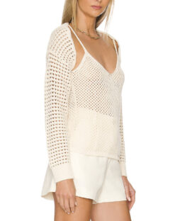 Alternative view of L'Agence NWT Sammy Ecru Crochet Knit Tank & Shrug Cardigan Set XXS $330