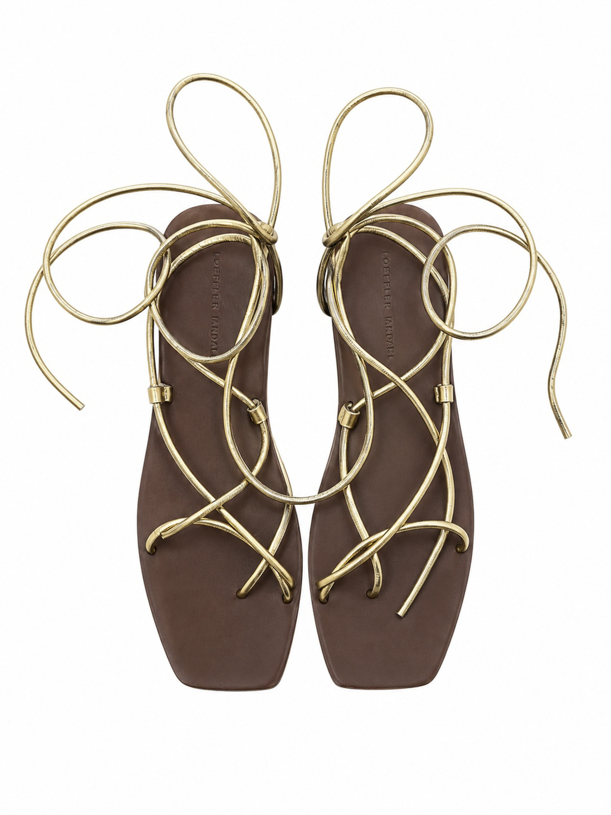 Loeffler Randall Coby Gold Metallic Lambskin Ankle Tie Sandals Block Heel 8 - Image 3