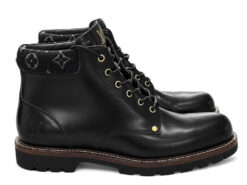 Louis Vuitton Monogram Leather Combat Ankle Boots Black Men's LV 10 EU 44