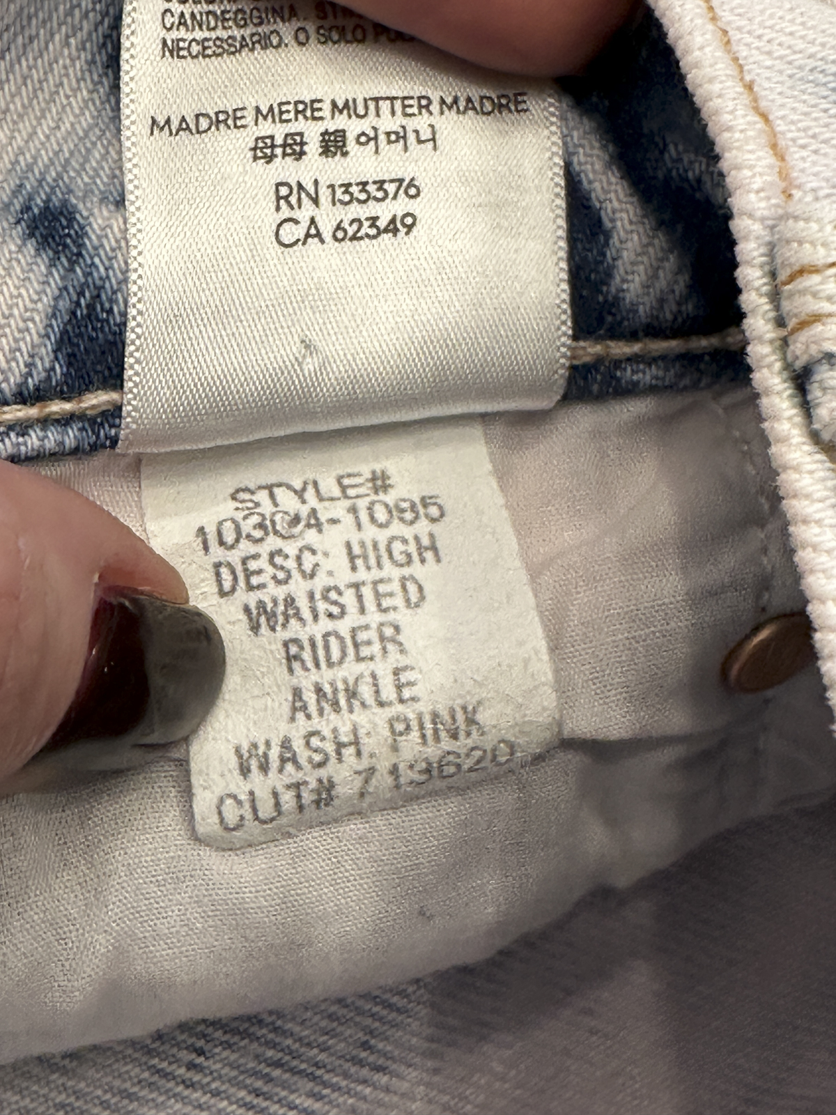 MOTHER High Waisted Rider Ankle Jeans Paint On My Palette Pink Wash 26 NWOT - Image 6