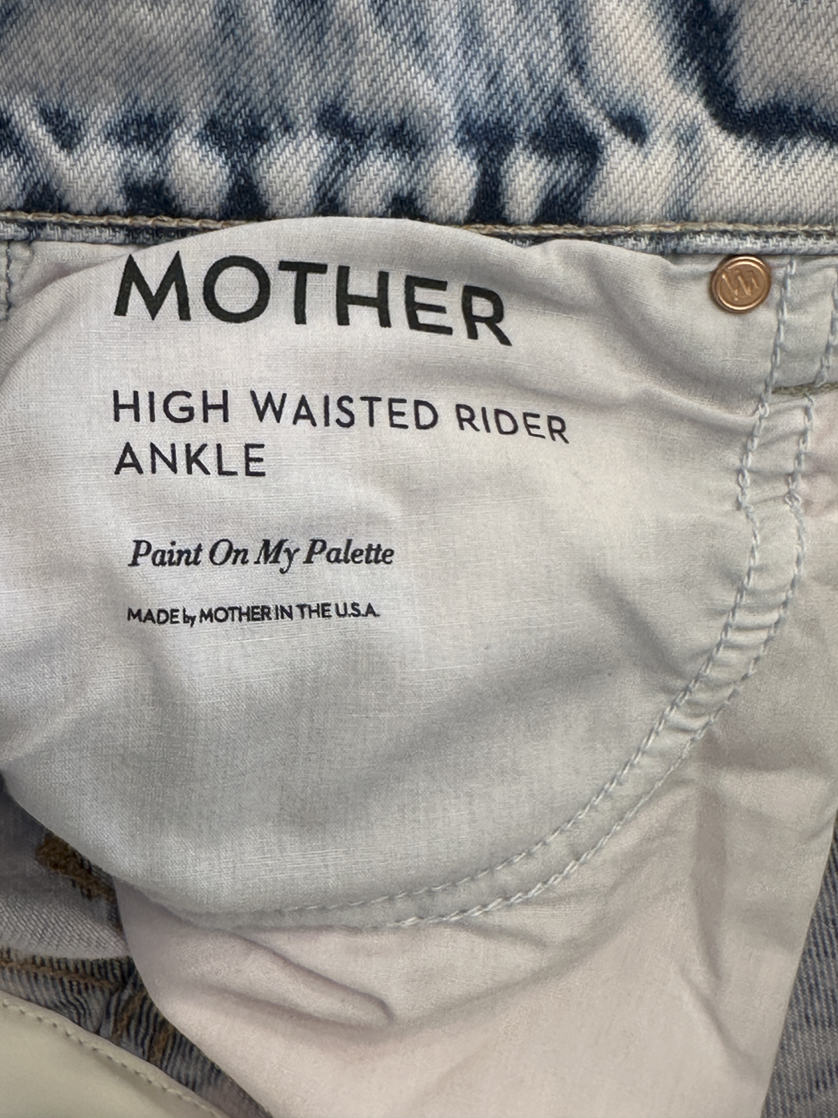 MOTHER High Waisted Rider Ankle Jeans Paint On My Palette Pink Wash 26 NWOT - Image 4