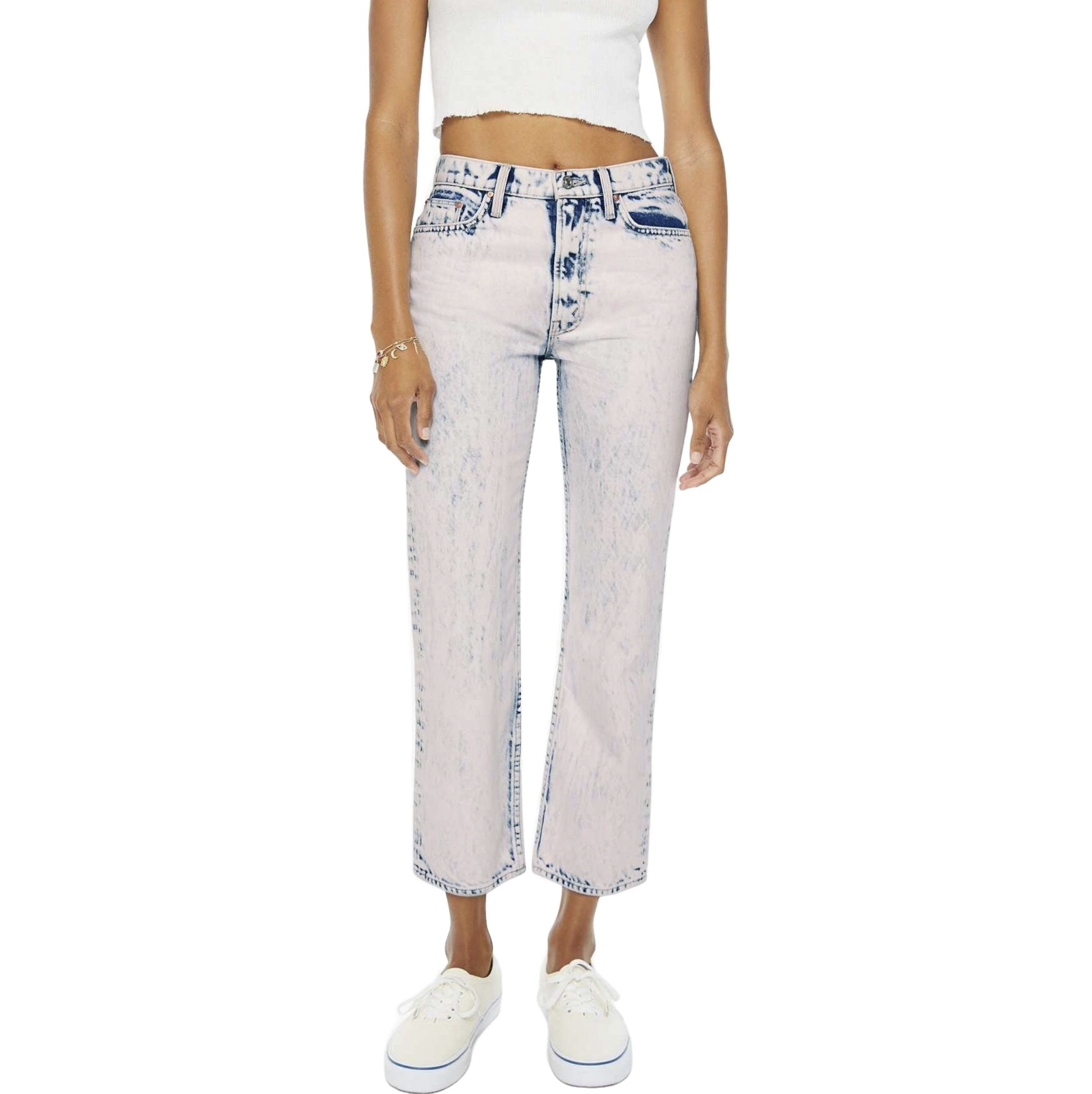 MOTHER High Waisted Rider Ankle Jeans Paint On My Palette Pink Wash 26 NWOT