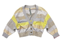 Alternative view of Raquel Allegra Kirstie Cardigan Yellow Lavender Stripe Cropped Sweater 00