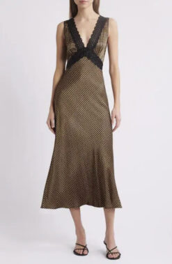 Rails Simona Check Lace Trim Sleeveless Maxi Dress NWT Brown Black XS