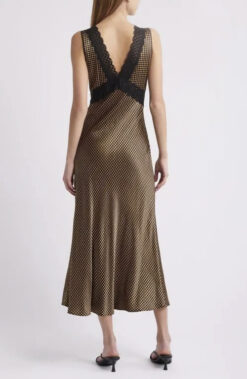 Alternative view of Rails Simona Check Lace Trim Sleeveless Maxi Dress NWT Brown Black XS