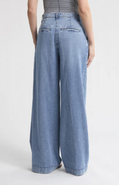 Alternative view of Rag & Bone Pants Womens 26 Blue Aurora Pleated Trouser Denim Wide Leg High Rise