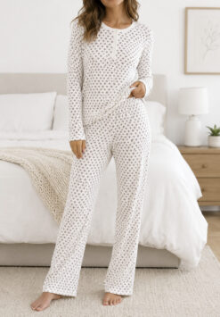 Roller Rabbit Lavender Hearts Henley 2 Piece Long Sleeve Pajamas Set P/XS