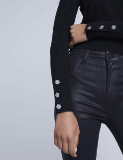 Alternative view of L'agence Sky embellished Button Detail Crop Crew Sweater Size XS