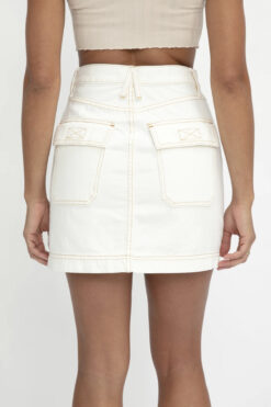 Alternative view of Slvrlake NWT Savior Natural White Denim Mini Skirt Size 24 $289